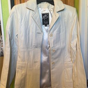 Maxima Women's Light Cream Leather Jacket